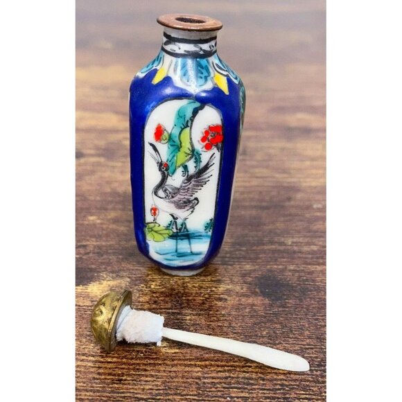 VTG Estate Chinese Hand Painted Bird Crane Porcelain Snuff Bottle! 100 - Picture 4 of 6